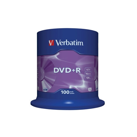 VERBATIM DVD+R(100-Pack)Spindl/MattSlvr/16x/4.7GB