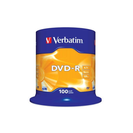 VERBATIM DVD-R(100-Pack)Spindl/MattSlvr/16x/4.7GB