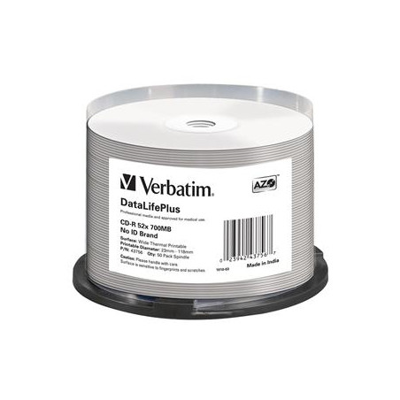 VERBATIM CD-R(50-Pack)/52x/700MB/ThermoPrint/NoID