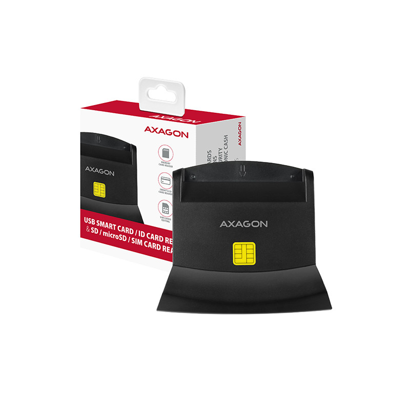 AXAGON CRE-SM2, USB-A StandReader 4-slot čítačka Smart card (eObčanka) + SD/microSD/SIM, kábel 1.3 m