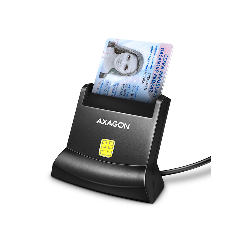 AXAGON CRE-SM4N, USB-A čítačka kontaktných kariet Smart Card (eObčanka), stojanková, kábel 1.3 m