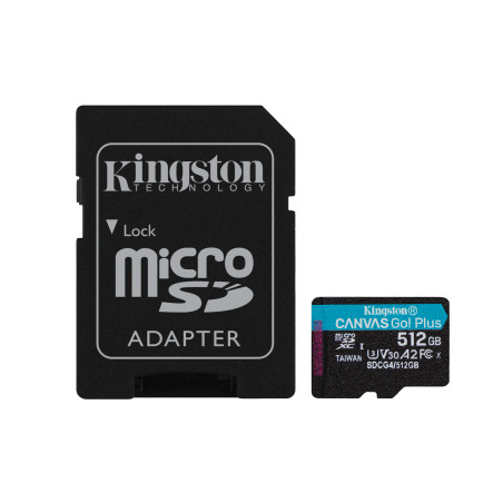 Kingston Canvas Go Plus A2/Micro SDXC/512GB/UHS-I U3/Class 10/+ Adaptér