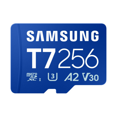 Samsung T7/Micro SDXC/256GB/UHS-I U3 / Class 10/Modrá