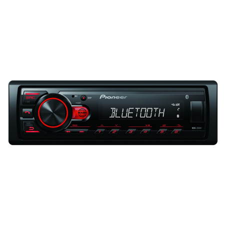 Pioneer MVH-230 autorádio s USB a Bluetooth s integrovaným mikrofónom červené