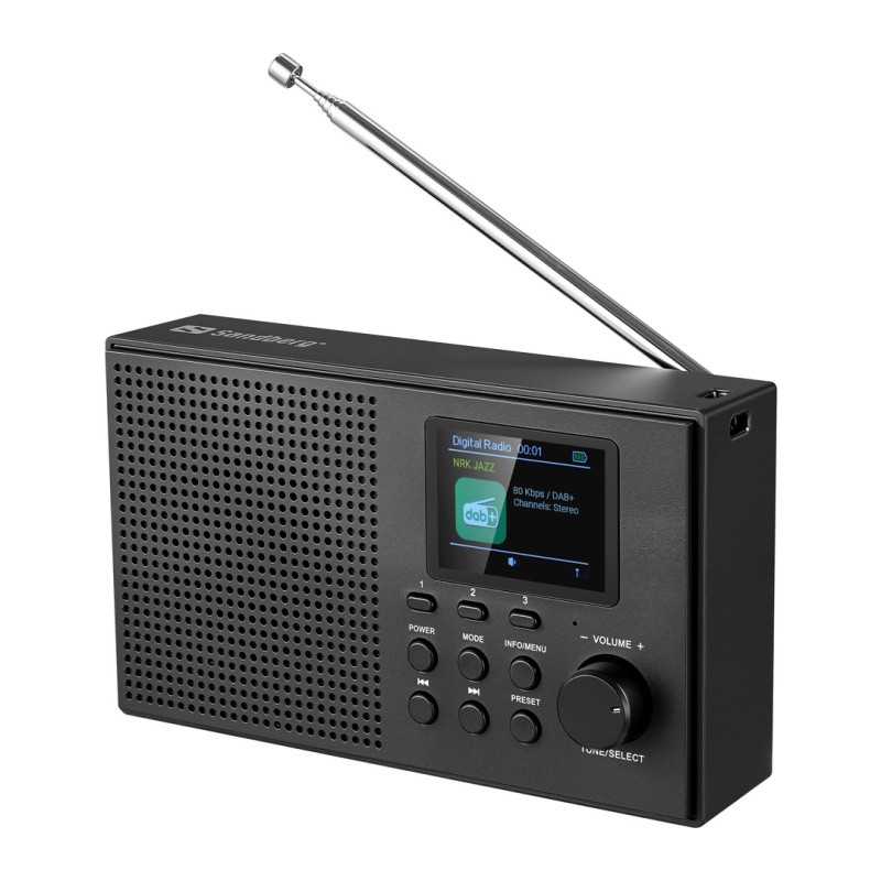 Sandberg Speaker Radio DAB+BT Recharge, prenosné DAB+/FM rádio s Bluetooth, čierna