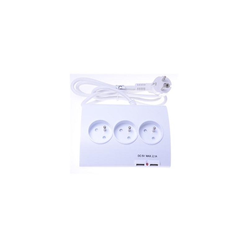 PremiumCord Predlžovací prívod 230V 1,5m 5zásuvok + vypínač + 2x USB