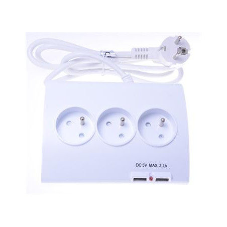 PremiumCord Predlžovací prívod 230V 1,5m 5zásuvok + vypínač + 2x USB