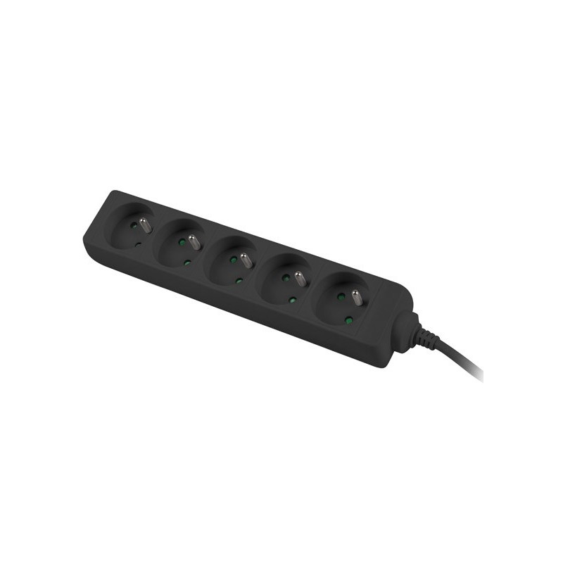Predlžovací prívod 230V 5m 5 zásuviek, čierny