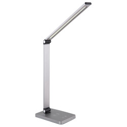 Platinet PDL888S stolná LED lampa 10W stmievateľná, bezdrôtové nabíjanie, USB port, strieborná