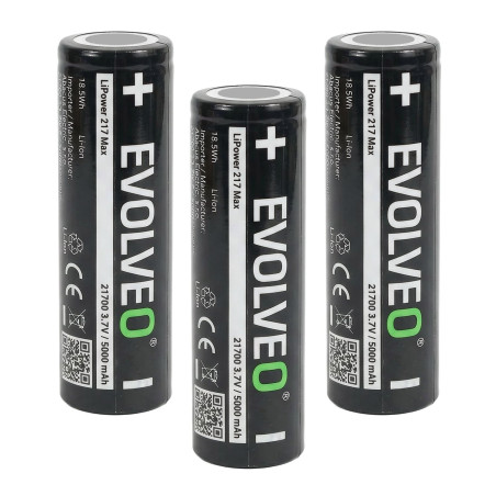 EVOLVEO LiPower 217 Max 5000 - Li-ion batéria 21700 (3.7 V / 5000 mAh) 3 ks