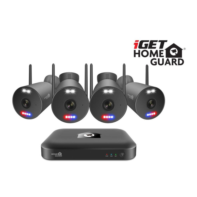 iGET HGNVK109104 - kamerový Wi-Fi set, 3K rozlíšenie, 10CH NVR + 4x kamera so zvukom, IR + LED, CZ app