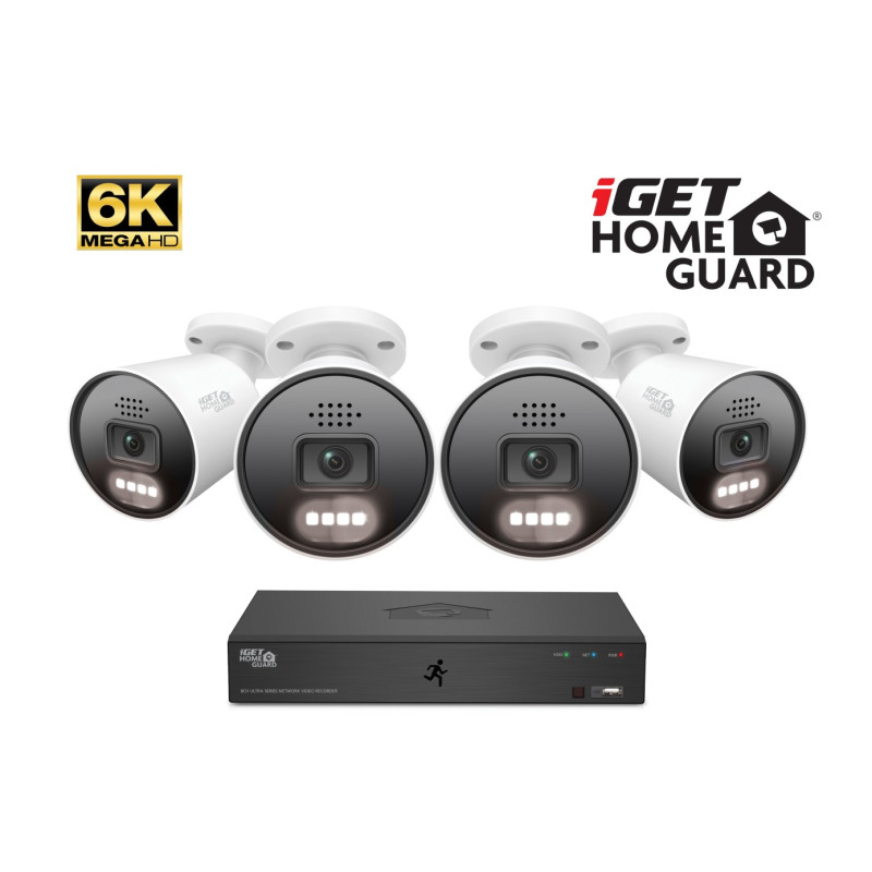 iGET HGNVK88604 - Kamerový MegaHD 6K PoE SMART set, 8CH NVR + 4xIP 6K kamera, zvuk, AI detekcia