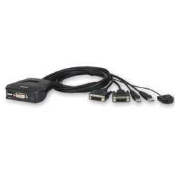 Aten 2-port DVI KVM USB mini, integrované káble