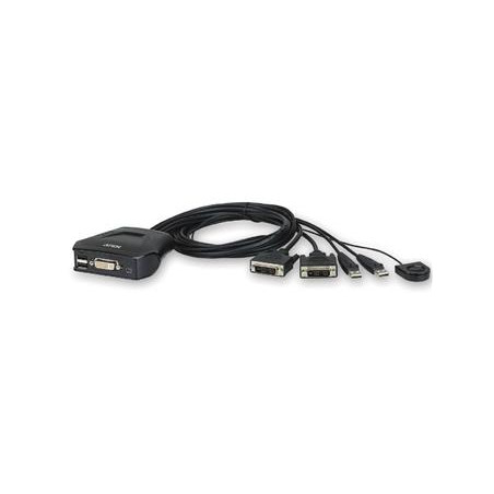 Aten 2-port DVI KVM USB mini, integrované káble