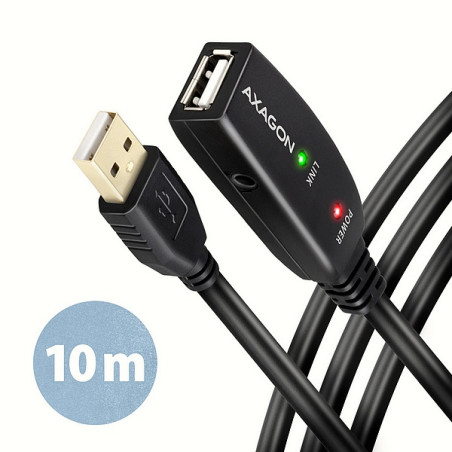 AXAGON ADR-210, USB 2.0 A-M - A-F aktívny predlžovací / repeater kábel, 10m