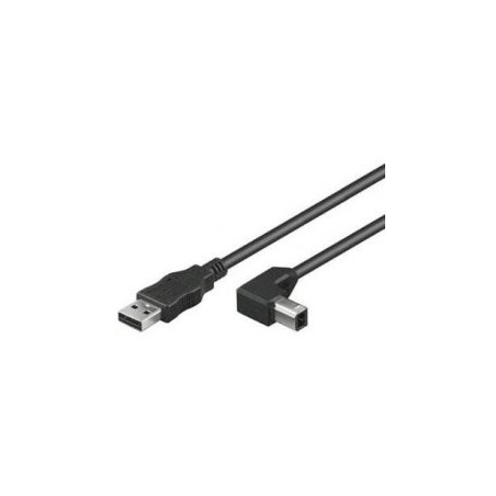 PremiumCord Kábel USB 2.0, A-B, 2m so zahnutým USB-B konektorom 90°