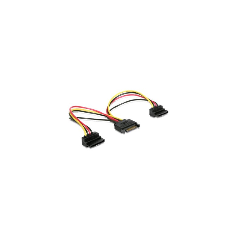 Kabel SATA napájací na 2x SATA 90°, rozdvojka, 15cm