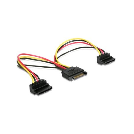 Kabel SATA napájací na 2x SATA 90°, rozdvojka, 15cm