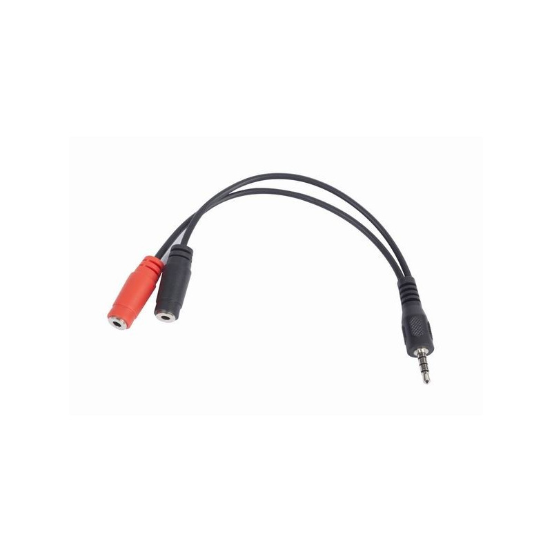 Kábel CABLEXPERT rozdvojka jack 3,5 mm (4 pólový) na 2x3, 5mm M/F, 20cm, čierny