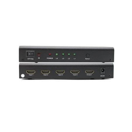 PremiumCord HDMI switch 4:1, kovový, diaľkové ovl.