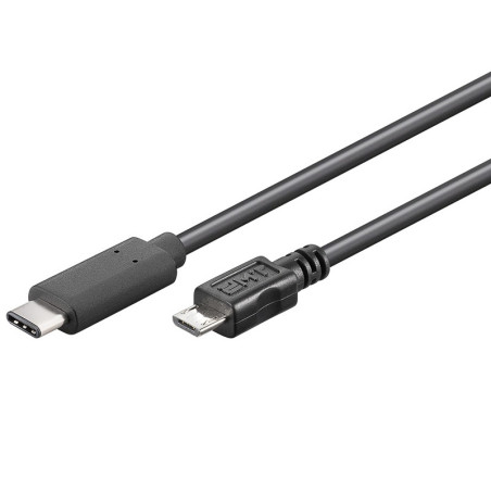 PremiumCord USB-C/male - USB 2.0 Micro-B/Male, čierny, 0,6m