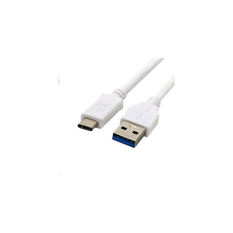 Kábel C-TECH USB 3.0 AM na Type-C kábel (AM/CM), 1m, biely