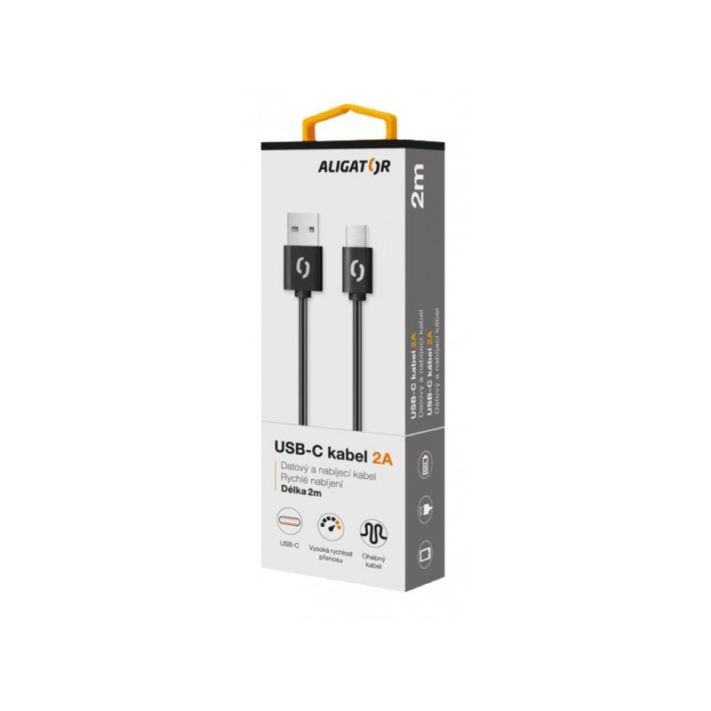 ALIGATOR Dátový kábel 2A USB-C 2 m čierny