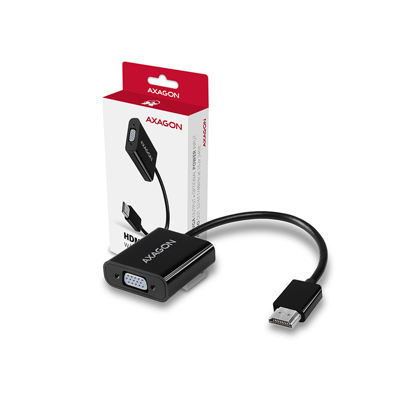 AXAGON RVH-VGAN, HDMI - VGA redukcia/adapter, FullHD, audio výstup, micro USB napr. konektor