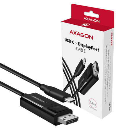 AXAGON RVC-DPC, USB-C - DisplayPort redukcia / kábel 1.8m, 4K/60Hz