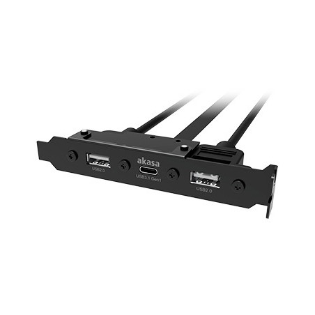 AKASA - USB 3.1 gén 1 typ C a 2x Typ A 2.0 záslepka