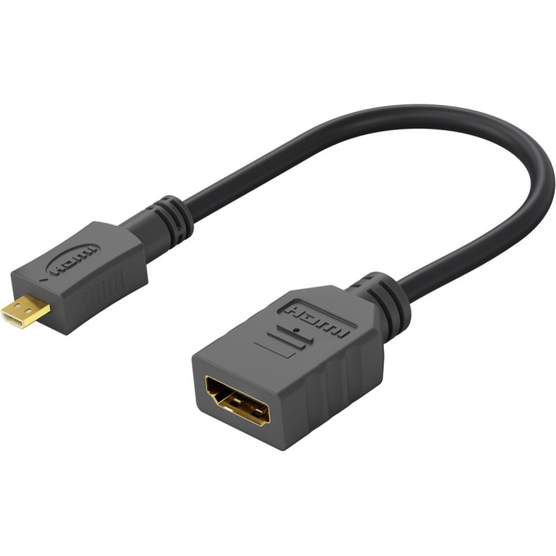 PromiumCord Flexi adaptér HDMI Typ A samica - micro HDMI Typ D samec pre ohybné zapojenie