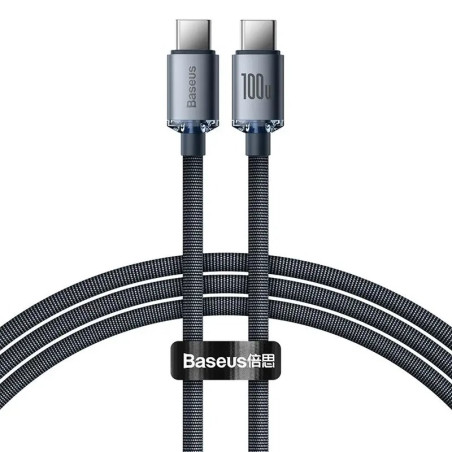 Baseus CAJY000601 Crystal Shine Series Dátový Kábel USB-C - USB-C 100W 1,2m Black