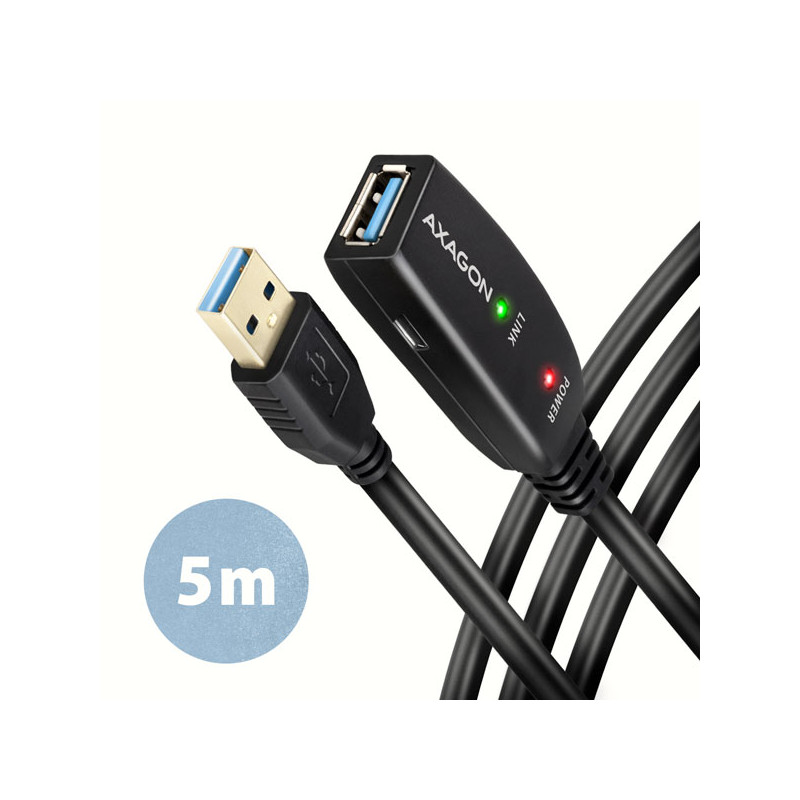 AXAGON ADR-305, USB 3.2 Gen 1 A-M - A-F aktívny predlžovací / repeater kábel, 5m