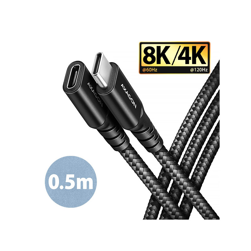 AXAGON BUCM32-CF05AB predlžovací kábel USB-C (M) -- USB-C (F), 0.5m, USB 20Gbps, PD 240W ALU oplet