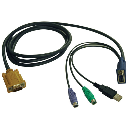 Kábel pre pripojenie prepínača KVM (rada B020,B022), HD15+PS2+USB-A/HD15 (Samec/Samec), 1.83m