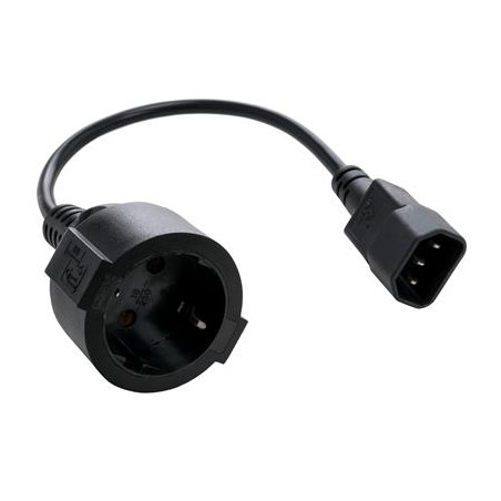Kábel C-TECH sieťový adaptér C14 (M) - schuko (F), 15 cm