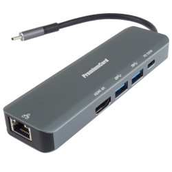 PremiumCord USB-C na HDMI, 2x USB3.2, PD 100W, RJ45