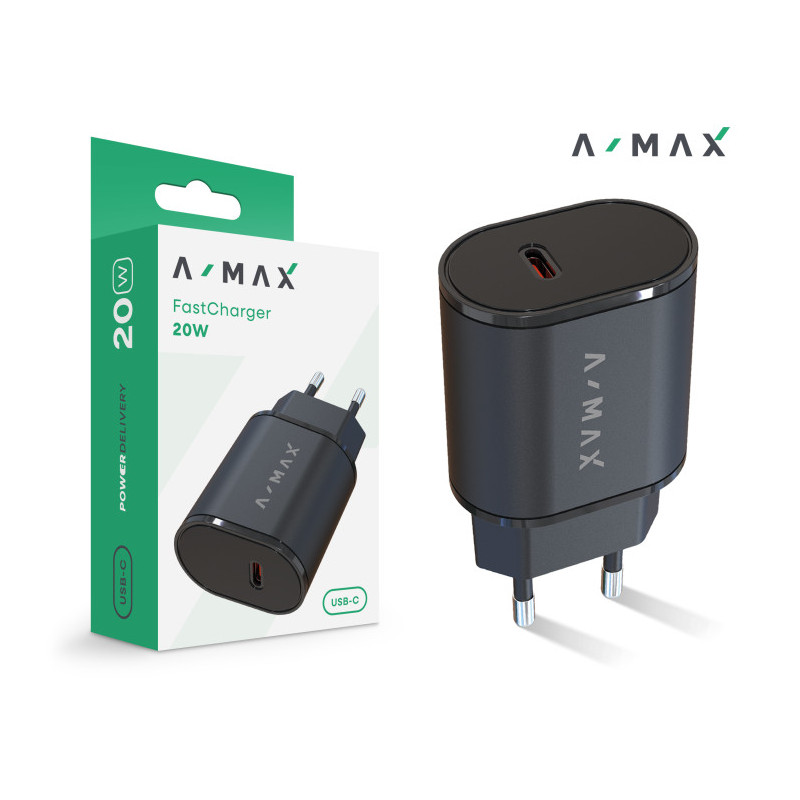 Aligator sieťová nabíjačka A-MAX PD 20W USB-C čierna