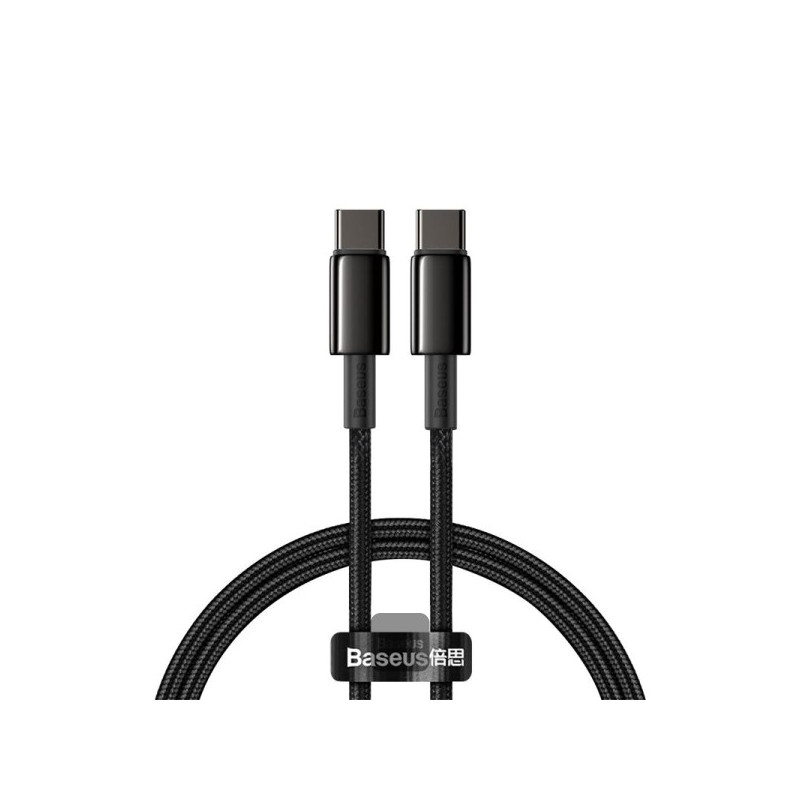 Baseus rýchlonabíjací dátový kábel Tungsten Gold 100W 1m USB-C na USB-C čierny