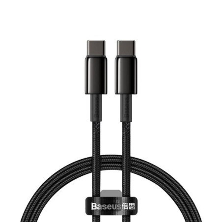 Baseus rýchlonabíjací dátový kábel Tungsten Gold 100W 1m USB-C na USB-C čierny