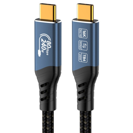 USB4™ Ver2.0 80Gbps 16K @ 60Hz 240W Thunderbolt, 0.8m