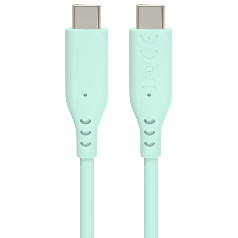 PremiumCord silikónový USB-C 60W, tyrkysový, 1.5m