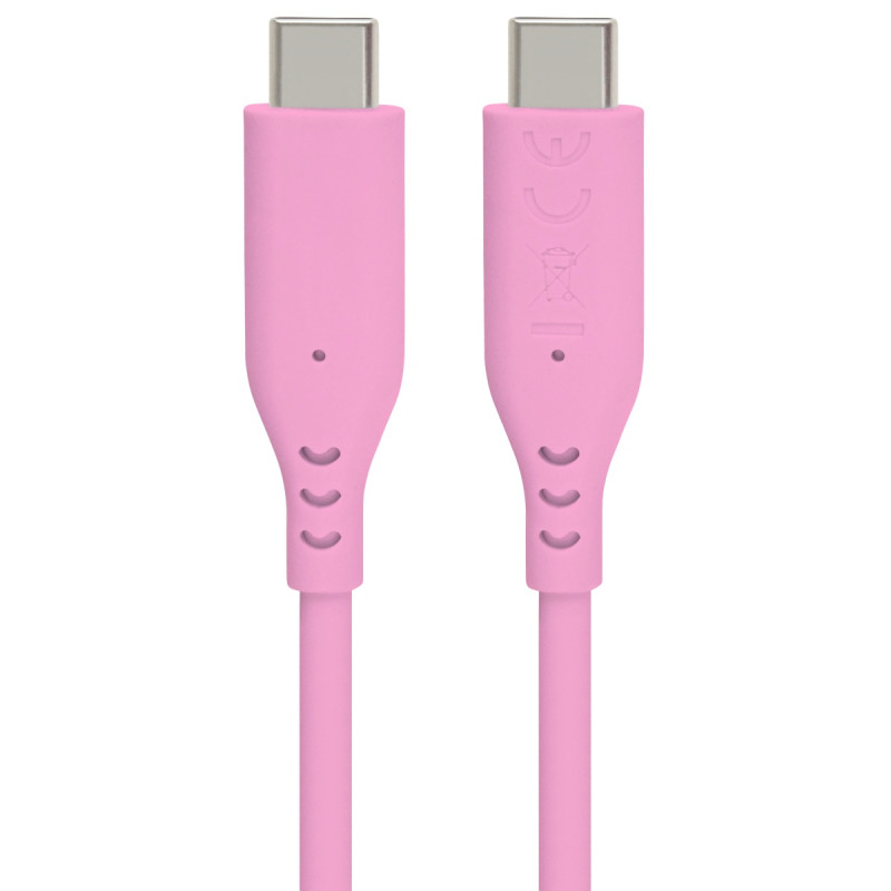 PremiumCord silikónový USB-C 60W, ružový, 1.5m