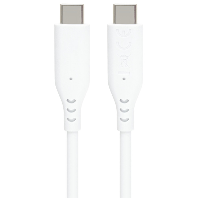 PremiumCord silikónový USB-C 60W, biely, 1.5m