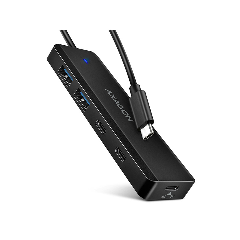 AXAGON HUE-C2C, 4× USB 5Gbps TRAVEL hub, 2× USB-A + 2× USB-C, USB-C napájanie, kábel USB-C 19cm