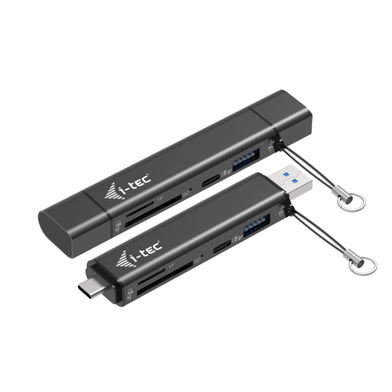 i-tec USB-C/USB-A Dongle SD/microSD karta reader + 2x USB port (1x USB-A, 1x USB-C)