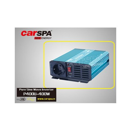 Menič napätia Carspa P400U-122 12V/230V+USB 400W, čistá sínusovka