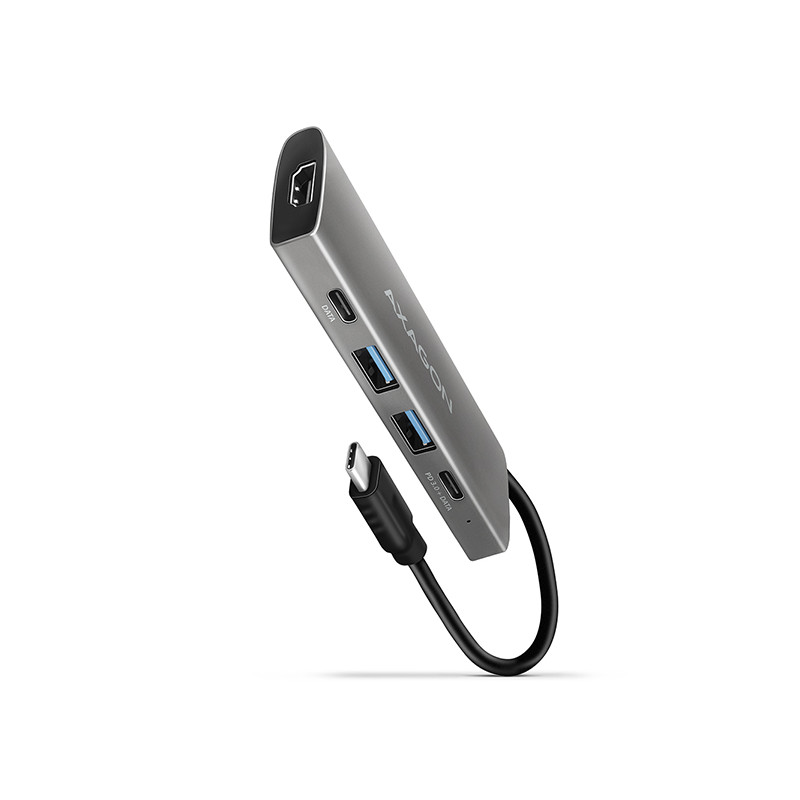 AXAGON HMC-5G2, USB 10Gbps hub, porty 2x USB-A, 2x USB-C, HDMI 4k/60, PD 100W, kábel USB-C 13cm