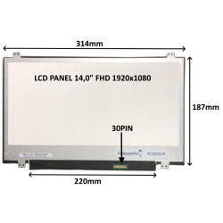 LCD PANEL 14,0'' FHD 1920x1080 30PIN MATNÝ / ÚCHYTY NAHORE A DOLE