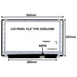 LCD PANEL 15,6'' FHD 1920x1080 40PIN MATNÝ / ÚCHYTY NAHORE A DOLE